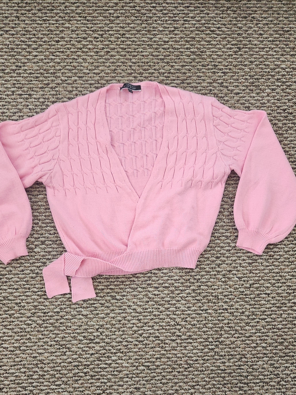 Blue Blush Light Pink Wrap V-Neck Sweater